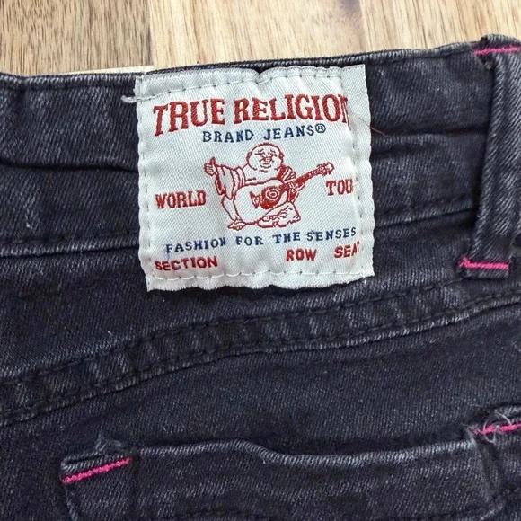 True Religion Kids Black Jean Shorts with Pink Stitching —Size M(5/6) - Picture 5 of 5